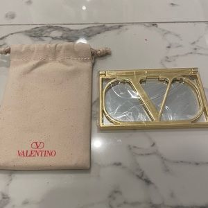 Valentino V logo golden metal compact mirror